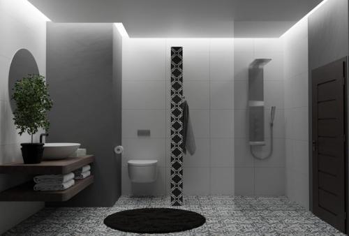 wizualizacja łazienki z prysznicem otwartym