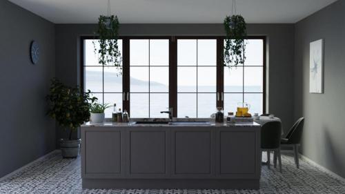 wizualizacja kuchni z wyspą 