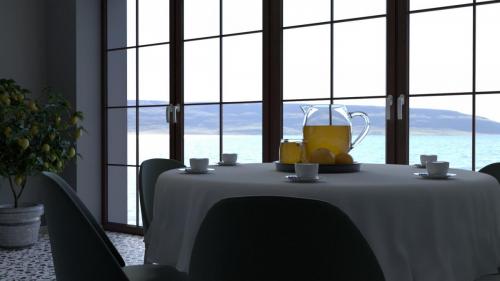 wizualizacja kuchni z jadalnią